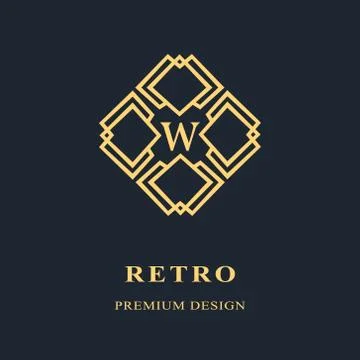 Monogram design template. Elegant gold logo sing W 스톡 일러스트