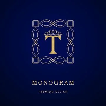 Monogram design template. Elegant gold logo sing T Stock-Illustration