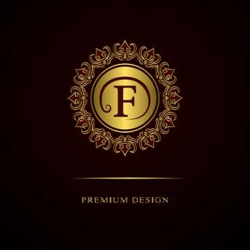 Monogram design template. Elegant gold logo sing F Stock-Illustration