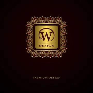 Monogram design template. Elegant gold logo sing W Stock-Illustration