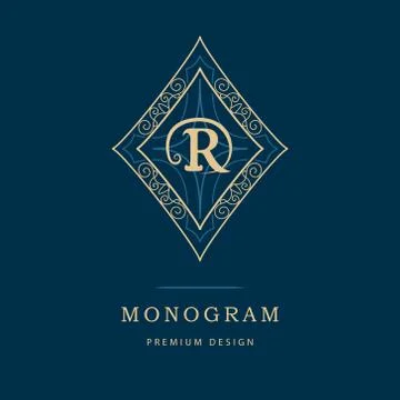 Monogram design template. Elegant gold logo sing R Stock-Illustration