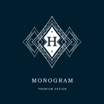 Monogram design template. Elegant gold logo sing H Stock-Illustration