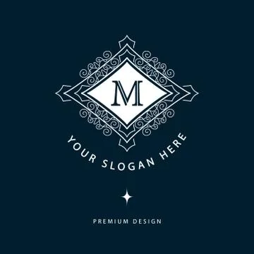 Monogram design template. Elegant gold logo sing M Stock-Illustration