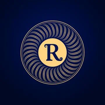 Monogram design template. Elegant gold logo sing R Stock Illustration