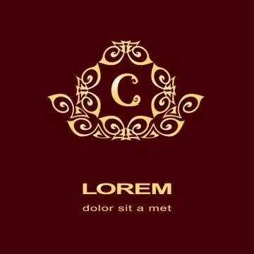 Monogram design template. Elegant gold logo sing C Stock-Illustration