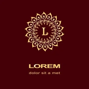 Monogram design template. Elegant gold logo sing L Stock Illustration