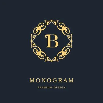 Monogram design template. Elegant gold logo sing B Stock-Illustration