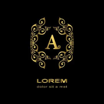 Monogram design template. Elegant gold logo sing A Illustrazione stock