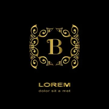Monogram design template. Elegant gold logo sing B Stock-Illustration