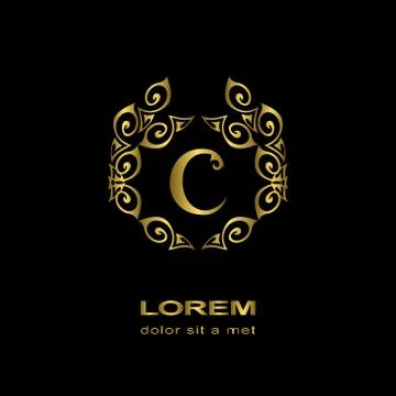 Monogram design template. Elegant gold logo sing C Stock Illustration