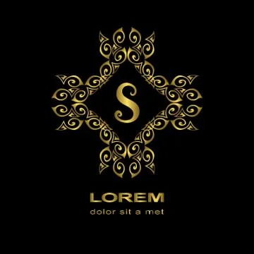 Monogram design template. Elegant gold logo sing S Stock-Illustration