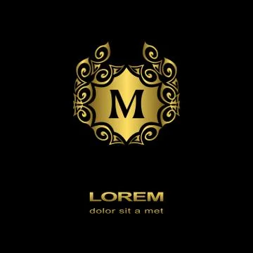 Monogram design template. Elegant gold logo sing M Stock-Illustration