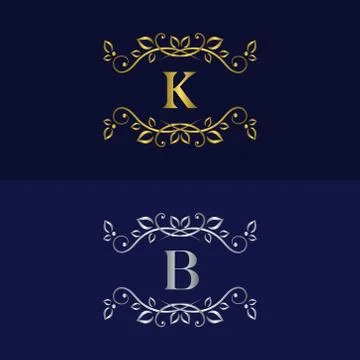 Monogram design template. Elegant gold logo sing B, K Stock-Illustration