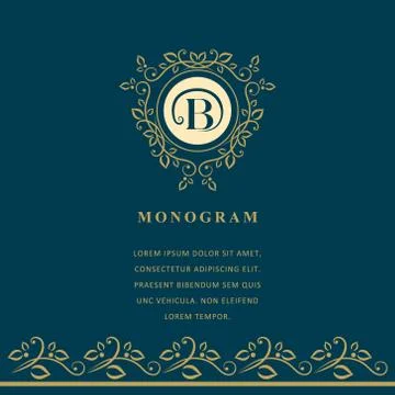 Monogram design template. Elegant gold logo sing B Stock-Illustration