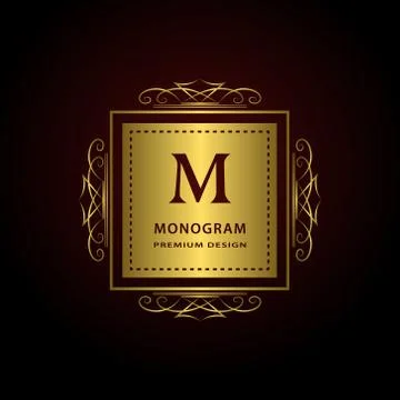 Monogram design template. Elegant gold logo sing M Stock-Illustration