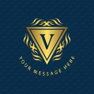 Monogram design template. Elegant gold logo sing V Stock Illustration