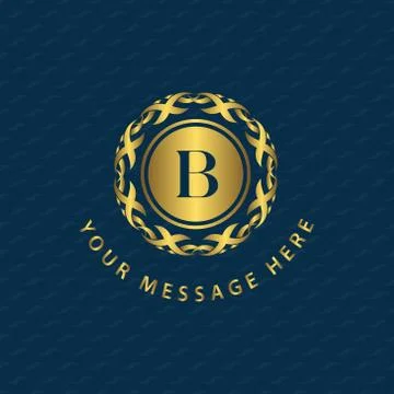 Monogram design template. Elegant gold logo sing B Stock Illustration