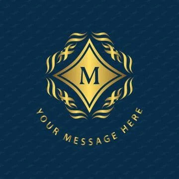 Monogram design template. Elegant gold logo sing M Illustrazione stock
