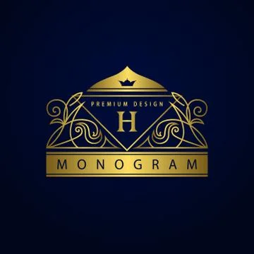 Monogram design template. Elegant gold logo sing H Stock-Illustration