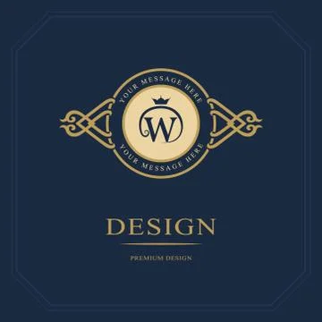 Monogram design template. Elegant gold logo sing W Stock-Illustration