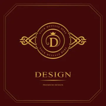 Monogram design template. Elegant gold logo sing D Stock Illustration