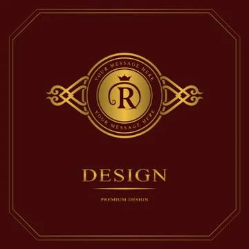 Monogram design template. Elegant gold logo sing R Stock-Illustration
