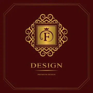 Monogram design template. Elegant gold logo sing F Stock-Illustration
