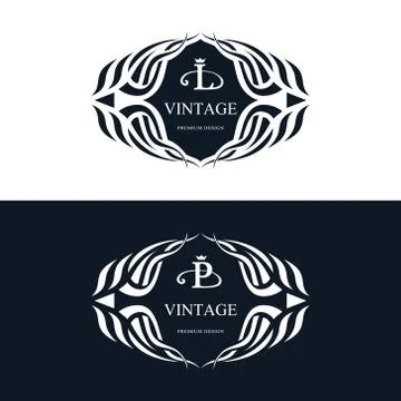 Monogram design template. Elegant gold logo sing L, P Stock-Illustration