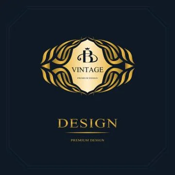 Monogram design template. Elegant gold logo sing B Stock-Illustration