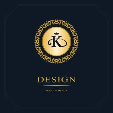 Monogram design template. Elegant gold logo sing K Stock-Illustration
