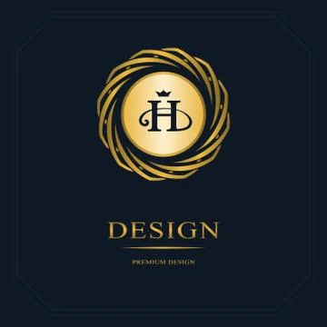 Monogram design template. Elegant gold logo sing H Stock-Illustration