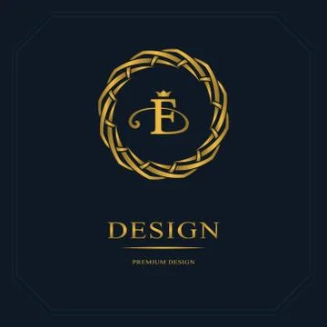 Monogram design template. Elegant gold logo sing F Stock-Illustration