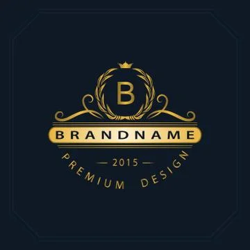 Monogram design template. Elegant gold logo sing B Stock-Illustration