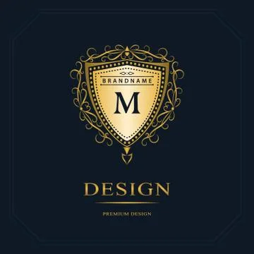 Monogram design template. Elegant gold logo sing M Stock-Illustration
