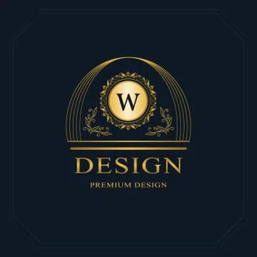 Monogram design template. Elegant gold logo sing W Stock Illustration