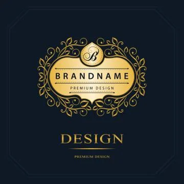 Monogram design template. Elegant gold logo sing B 스톡 일러스트