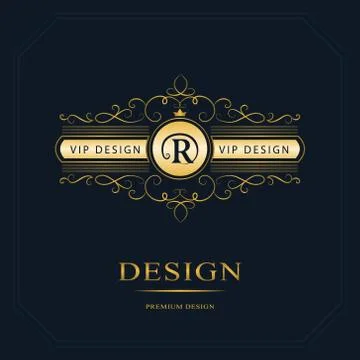 Monogram design template. Elegant gold logo sing R Stock-Illustration