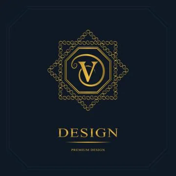 Monogram design template. Elegant gold logo sing V Stock-Illustration