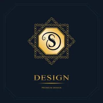 Monogram design template. Elegant gold logo sing S Stock-Illustration