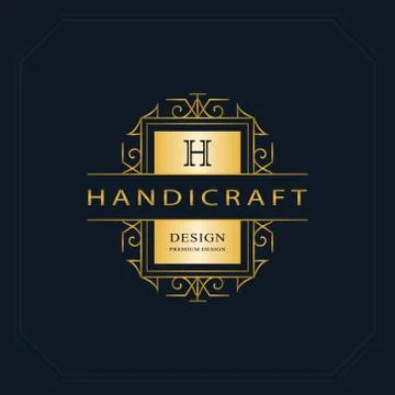 Monogram design template. Elegant gold logo sing H Stock-Illustration