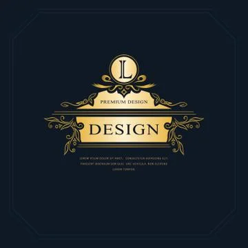 Monogram design template. Elegant gold logo sing L Stock-Illustration