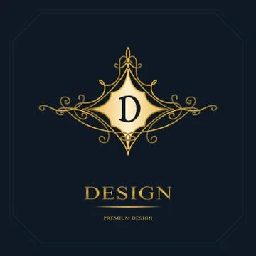 Monogram design template. Elegant gold logo sing D Stock Illustration