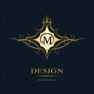 Monogram design template. Elegant gold logo sing M Stock-Illustration