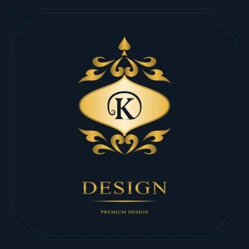 Monogram design template. Elegant gold logo sing K Stock-Illustration