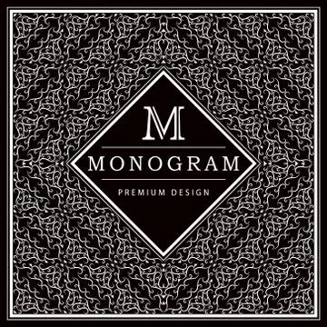 Monogram design template. Elegant line art logo M Illustrazione stock