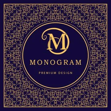 Monogram design template. Elegant line art logo M Stock-Illustration
