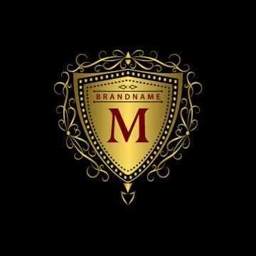 Monogram design template. Elegant line art logo M Stock-Illustration