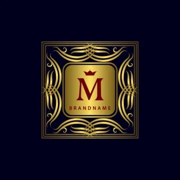 Monogram design template. Elegant line art logo M Stock-Illustration