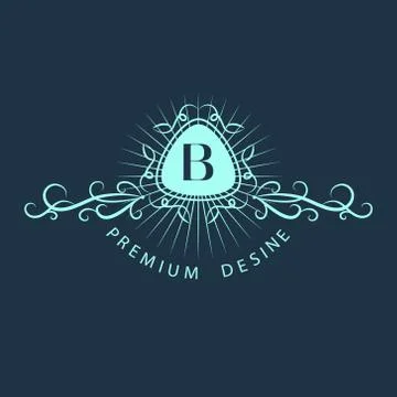 Monogram design template. Elegant line art logo B Stock-Illustration