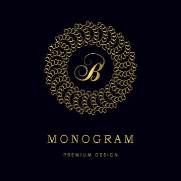 Monogram design template. Elegant line art logo B Stock-Illustration